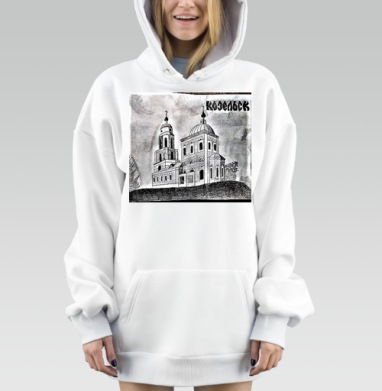 Древнее здание с куполами в Козельске старинное культурное наследие, Hoodie Mjhigh Dig, оверсайз, утепленная