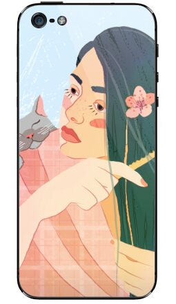Девушка расчесывает длинные волосы - Виниловые наклейки на iPhone 5 - купить в Москве, страница 6