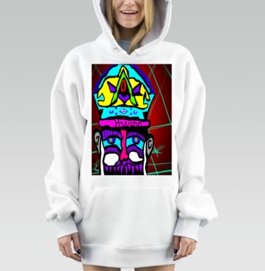 Яркий мистический портрет с короной и оком Роланд, Hoodie Mjhigh Dig, оверсайз, утепленная