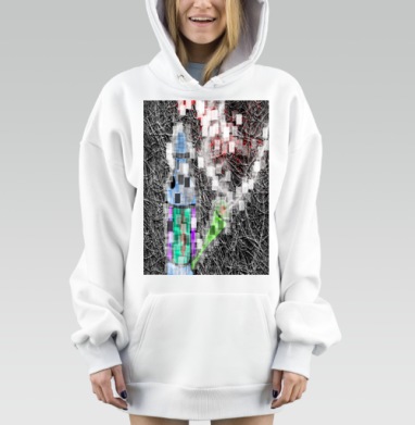 Огнемёт с дымом и пикселями Огнемёт с дымом и пикселями, Hoodie Mjhigh Dig, оверсайз, утепленная
