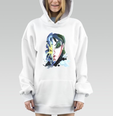 Разрушение маски женщины лицо без свободы в заперти, Hoodie Mjhigh Dig, оверсайз, утепленная