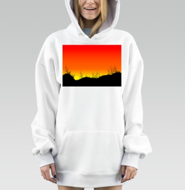 Закатный переход черная трава желтый красный, Hoodie Mjhigh Dig, оверсайз, утепленная