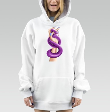 Женская власть и фиолетовая змея в искусстве, Hoodie Mjhigh Dig, оверсайз, утепленная