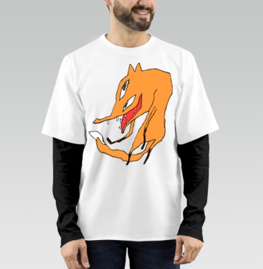 Странное оранжевое существо с острыми зубами и глазами, Футболка мужская лонгслив OneOne