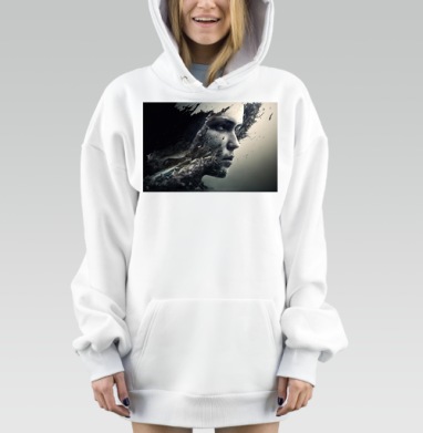 Лицо человека распадается никаких границ идентичность личности, Hoodie Mjhigh Dig, оверсайз, утепленная