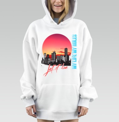 Городской пейзаж закат энергия жизни в своих, Hoodie Mjhigh Dig, оверсайз, утепленная