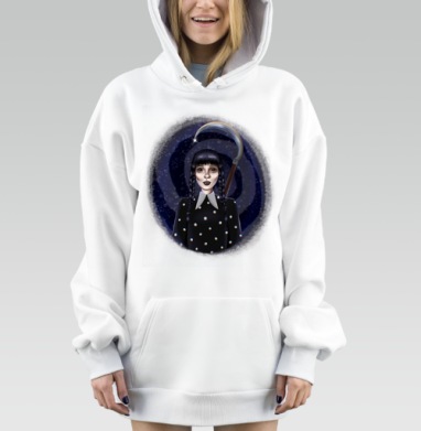 Девушка с серпом мрачная загадка готики, Hoodie Mjhigh Dig, оверсайз, утепленная