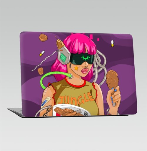 Киберпанк иллюстрация «Jungle Space Chicken» - Наклейки на 2010-2017 – Macbook Air, страница 5