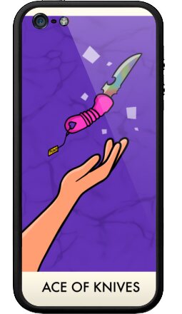 Туз Ножей с радужным лезвием и розовой рукоятью - Бампер на iPhone 5, 5S, страница 4