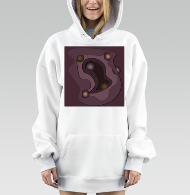 Абстрактные фиолетовые слои с живыми сферическими элементами, Hoodie Mjhigh Dig, оверсайз, утепленная