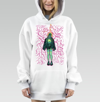 Энергичная девушка в темной одежде с молниями для вечеринок, Hoodie Mjhigh Dig, оверсайз, утепленная
