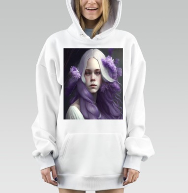 Девушка с сиреневыми волосами мечтает о любви, Hoodie Mjhigh Dig, оверсайз, утепленная