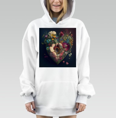 Нежные цветочные оттенки гармония жизни бутонов, Hoodie Mjhigh Dig, оверсайз, утепленная