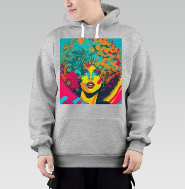 Яркая девушка с Афро кудри в красочных оттенках, Толстовка Mjhigh–Mel, утепленная