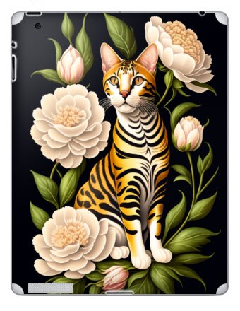 Бенгальский кот и пионы - Наклейки на iPad, страница 4