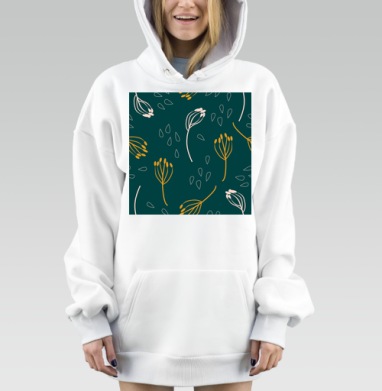 Растительный узор с растущими ветвями мистический стиль, Hoodie Mjhigh Dig, оверсайз, утепленная
