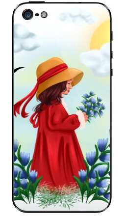Девушка в шляпе с цветами в руке - Виниловые наклейки на iPhone 5 - купить в Москве, страница 4