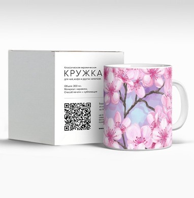 Фотография футболки Весенние нежные розовые цветущие ветви сакуры
