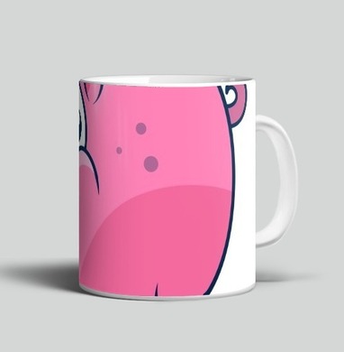 Розовая летящая свинья в светло сером фоне - Магазин футболок iaroslavb