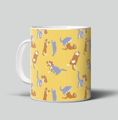 Playful Pets Cats Pattern – Паттерн игры веселых котиков дизайн - Магазин футболок RealPizhma - Дизайнерские принты