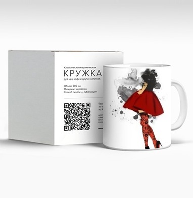 Девушка в красных чулках на каблуках и шестеренках на фоне серого - Магазин футболок MelanArt - Дизайнерские принты