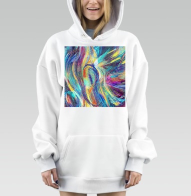 Яркое динамичное цветное движение абстрактное искусство, Hoodie Mjhigh Dig, оверсайз, утепленная