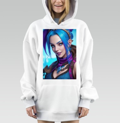 Яркая фантазийная героиня синие волосы последний взгляд, Hoodie Mjhigh Dig, оверсайз, утепленная