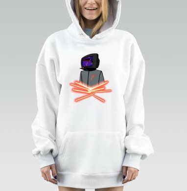 Человек Телевизор Неоновые Прутья Skulls, Hoodie Mjhigh Dig, оверсайз, утепленная