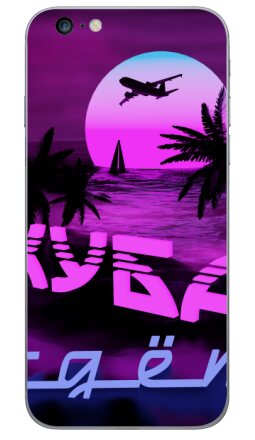 Ретро Вейв Постер «КУБА ждёт» в стиле Vaporwave - Виниловые наклейки на iPhone 6 plus - купить в Москве
