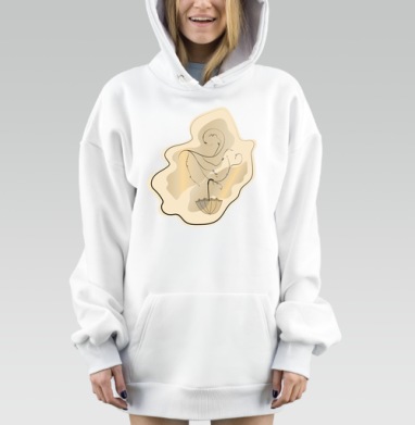 Тонкий росток и зонтик в теплых оттенках нежности, Hoodie Mjhigh Dig, оверсайз, утепленная