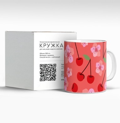 Яркая вишня и цветы сакуры нежное весеннее настроение - Магазин футболок Kosinskaya