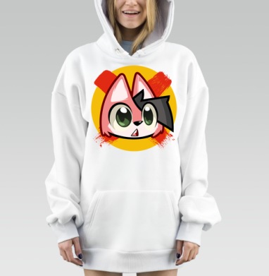 Озадаченная лиса с красным крестом на желтом фоне, Hoodie Mjhigh Dig, оверсайз, утепленная