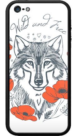 Изысканный арт с волком и красными маками - Бампер на iPhone 5, 5S, страница 3