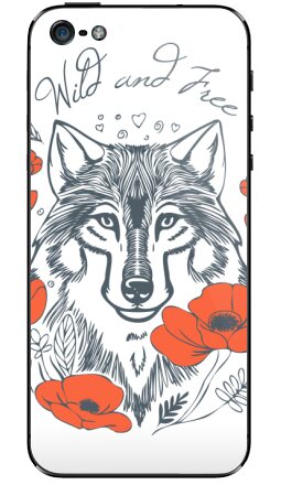 Изысканный арт с волком и красными маками - Виниловые наклейки на iPhone 5 - купить в Москве, страница 3