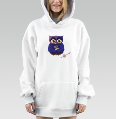 Сова с малышом в объятиях тепло уютно, Hoodie Mjhigh Dig, оверсайз, утепленная
