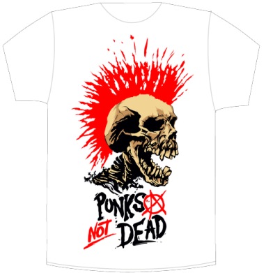 Агрессивный череп с красным ирокезом «Punks Not Dead» - Своя футболка белая A5 (15 x 20 см), страница 4