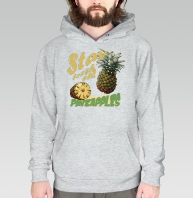 Свежий ананас с натуральной текстурой и надписями pineapples, Толстовка меланж Regular