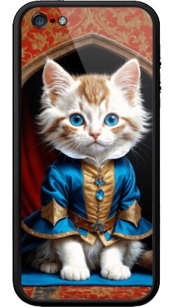 Парадный портрет котёнка-монарха в историческом костюме - Бампер на iPhone 5, 5S, страница 2