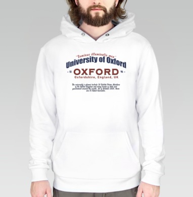 University of Oxford академический престиж и интеллектуальный вес, Толстовка белая Regular, утепленная