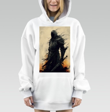 Средневековый рыцарь тьмы с мечом воин, Hoodie Mjhigh Dig, оверсайз, утепленная
