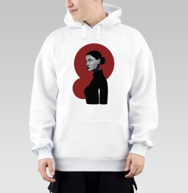 Женский профиль с бордовым кругом в минимализме, Толстовка Mjhigh, утепленная