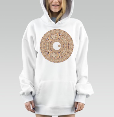 Спиральный абстрактный художественный узор с геометрией и цветом, Hoodie Mjhigh Dig, оверсайз, утепленная