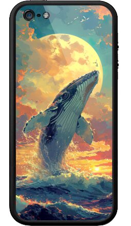Величественный кит и золотая луна - Бампер на iPhone 5, 5S, страница 2