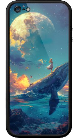 Фантазия единства: Кит и девушка на Луне - Бампер на iPhone 5, 5S