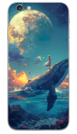 Фантазия единства: Кит и девушка на Луне - Виниловые наклейки на iPhone 6, 6s - купить в Москве, страница 2