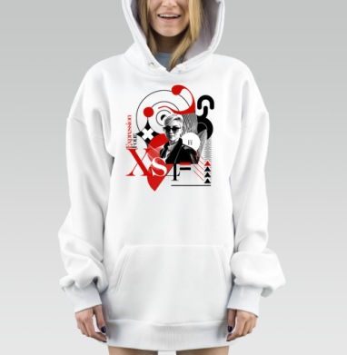 Выражение Четыре Смелый Коллаж Стильный Образ, Hoodie Mjhigh Dig, оверсайз, утепленная
