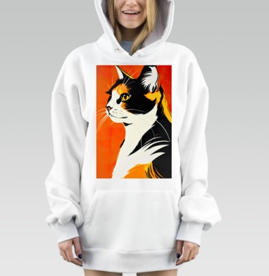 Кот профиль рыжий важный взгляд важный кот, Hoodie Mjhigh Dig, оверсайз, утепленная