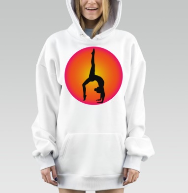 Силуэт женщины в йоге с закатным кругом йоги, Hoodie Mjhigh Dig, оверсайз, утепленная