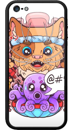 Дерзкий кот-шеф с осьминогом в стиле поп-арт - Бампер на iPhone 5, 5S