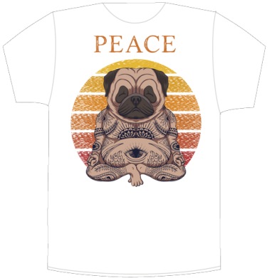 Мопс в позе лотоса с тату PEACE - Своя футболка белая A6 (10 x 15 см), страница 3